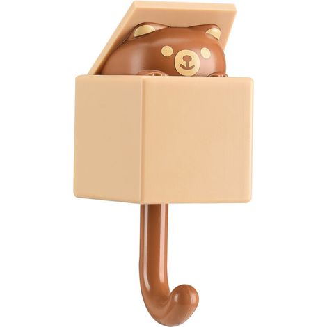 Patères murales originales et adorables pour suspendre chapeaux, manteaux, clés et serviettes. Motif chat pratique, couleur marron, pouvant également servir de décoration murale. (1/5)