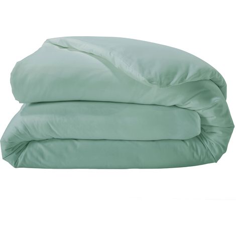 Housse de couette unie en percale de coton Turquoise 140x200 cm (1/3)