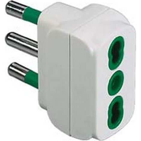 5PZ ADATTATORE 2 POLI + TERRA BIPASSO BIANCO - bianco 82110