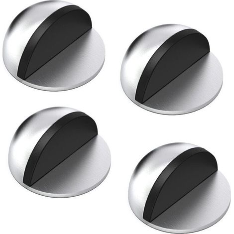 Doorstop, set of 4 stainless steel doorstops with rubber protection, self-adhesive for all floor types. (1/4)