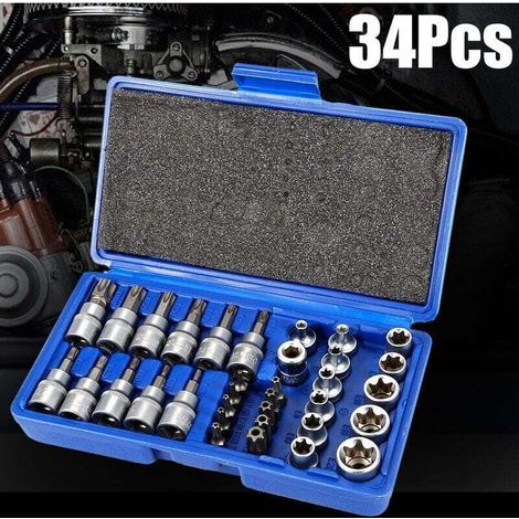34pcs Externe Torx Innentorx Socket Nuts Jeu de douilles Tool Nuts (1/4)