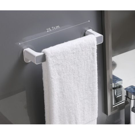 Porte-serviettes simple salle de bain sans perçage support de rangement  (gris court) (1/5)