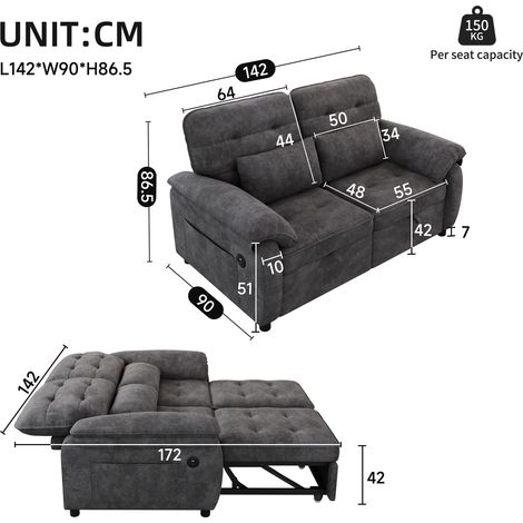 Modulares Ecksofa aus Chenille in Grau 142 x 90 x 86.5 cm HOMAIRE (1/5)