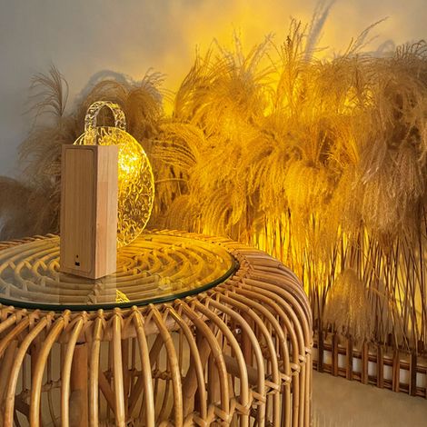Lampe d'ambiance à effet d'ondulation d'eau rotative, lampe romantique pour coucher de soleil, lampe de table en bois, lampe à projection (1/2)