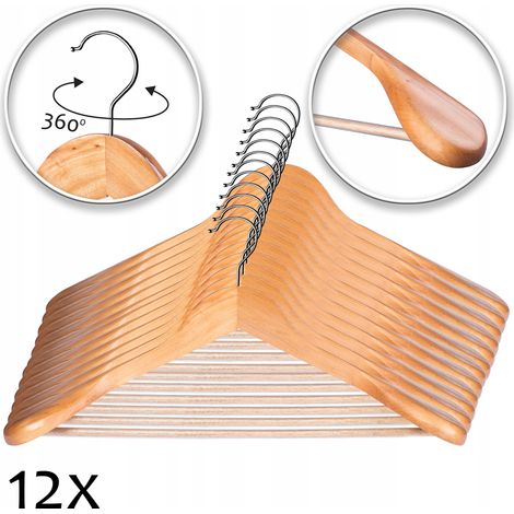 KADAX Perchas de Madera para Ropa, Perchas de Madera para Armario, 12 Unidades (1/5)