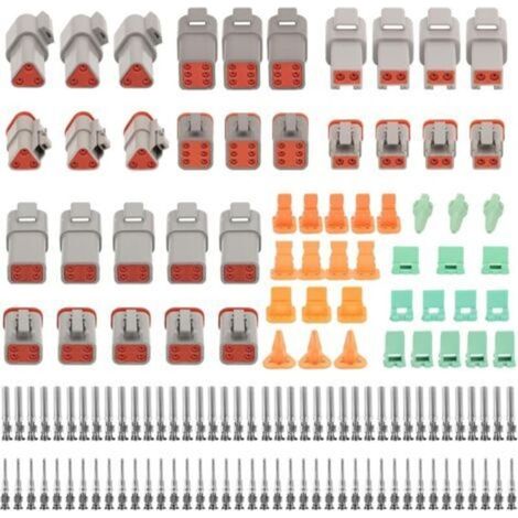 Connecteur Automobile, Sets Ensembles 140PCS Connecteur Imperméable DT à 2/3/4/6/ Pin avec boîte, Auto Terminal Connecteur de Fil de Voiture Électrique Étanche pour Moto Camion Bateaux