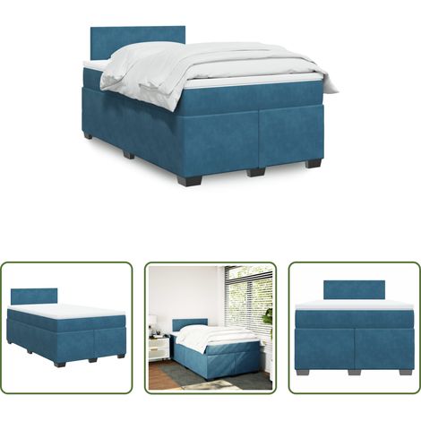 Matratze - Boxspringbett mit Matratze Dunkelblau 120x190 cm Samt (1/5)
