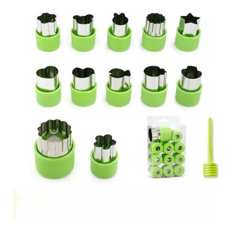 Set mit 12 Mini-Gemüse-Ausstechformen, Edelstahl, grün (1/5)