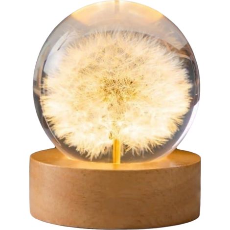 Lampara Nocturna - Base De Madera - Diseño De Amapola - Luz Cálida Amarilla 6 Cm - Alimentación USB - Para Habitación Infantil Y Dormitorio - Material ABS (1/5)