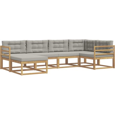 Set di divani da esterno 5 pz 6-Posti Bianco e Grigio Chiaro vidaXL (1/5)