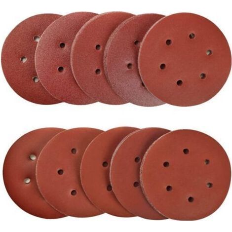 Disques abrasifs 150 mm (100 pièces) – Grains 40 à 2000 – Pour ponceuse excentrique 6 trous – Ponçage, polissage & dérouillage (1/5)