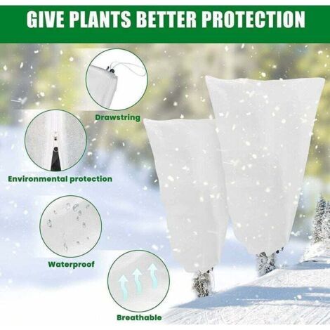 [Housse d'hivernage] Voile de protection 140×200cm avec tirette, tissu non tissé blanc, 2 pièces (1/4)