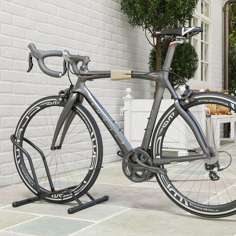 Extérieur Porte-vélos en acier pour stationnement de vélos support vélo sol pour l'intérieur et l'extérieur 59x41x38 cm - noir (1/4)