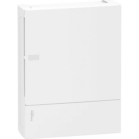 Schneider Electric – Coffret électrique nu 12 modules par rangée – Boîtier apparent avec porte opaque RESI9 – IP40 pour montage sur rail DIN