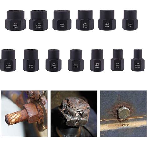 13-teiliges Set zum Entfernen beschädigter Muttern und Schrauben – Sechskant-Ausdreher – Mechanisches Reparaturset für Werkstätten (1/5)