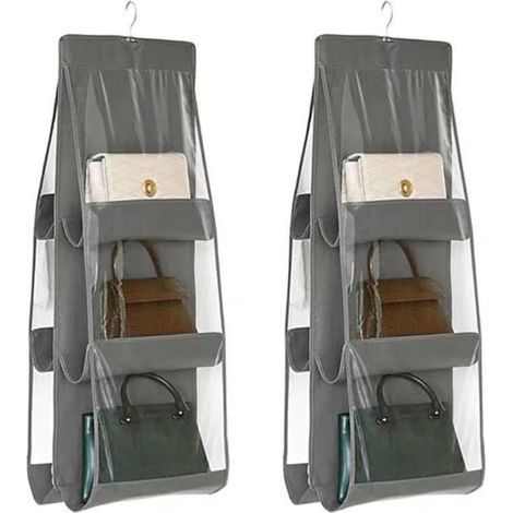 2er-Pack Handtaschen-Organizer, faltbare Hängeaufbewahrungstasche für Handtaschen (Grau) (1/4)