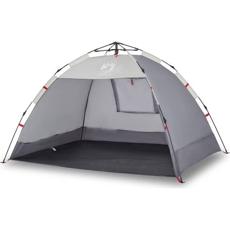 vidaXL Tienda de playa 2 personas impermeable apertura rápida gris (1/2)