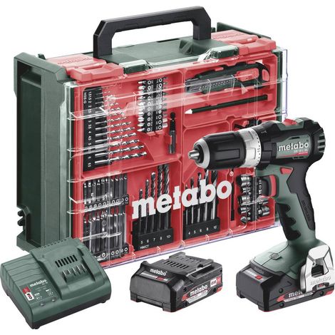 Metabo - Trapano avvitatore a batteria da 18 V con martello e accessori, 2 batterie Li-Power da 2,0 Ah, caricabatterie 613157710 (1/6)