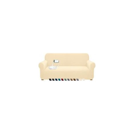 Housse de canapé extensible 3 places imperméable – Résistante aux griffures – Tissu 95% polyester – Ajustement parfait avec bâtonnets antidérapants (1/5)