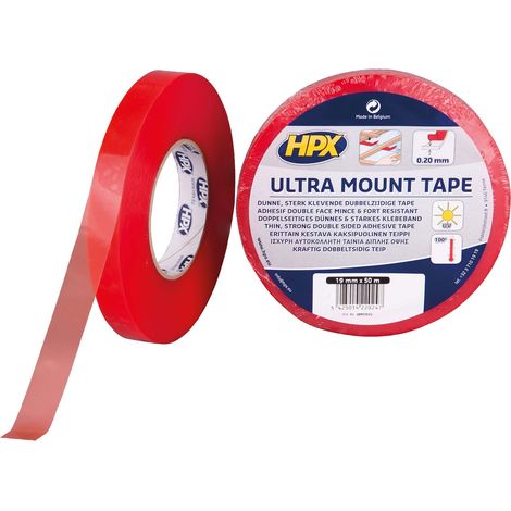 Cinta doble cara HPX muy resistente 25mm x 50m, ideal para señales y molduras. (1/2)