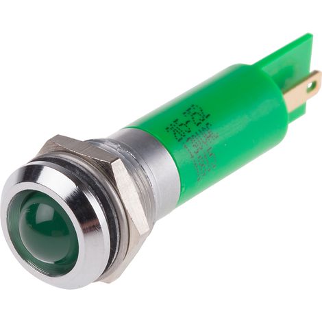 Voyant LED lumineux  Vert RS PRO, dia. 12mm, 130V c.a., IP67 ( Prix pour 1 )