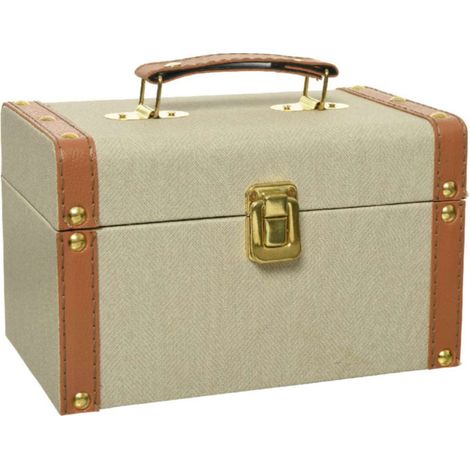 Kaemingk Mini-Truhe / Koffer M Beige aus Kunstleder 22 cm x 13 cm