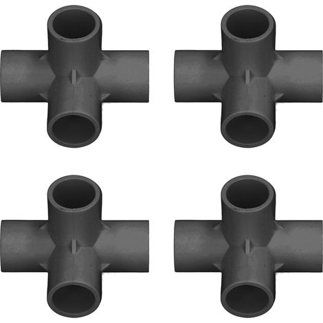 10 Stück 6-Wege-Rohrverbinder aus PVC-Kunststoff, Eckwinkel, 20 mm Innendurchmesser, Schwarz (1/5)