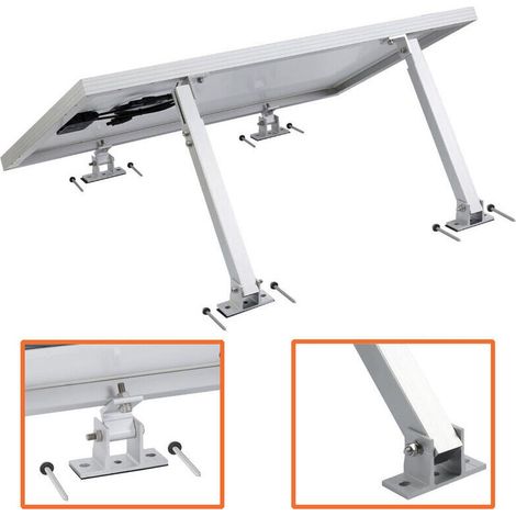 Ensemble de supports pour panneaux solaires, réglables de 15 à 30 degrés (2pcs support + 2pcs coussinets en caoutchouc + 4pcs vis à bois à douille hexagonale) (1/3)