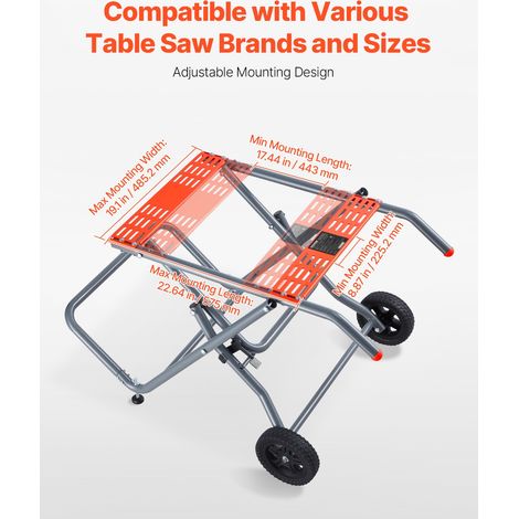 Support Pliable pour Scie à Table sur Roues en Caoutchouc 203 mm, Capacité de Charge 158,76 kg, Construction Robuste, Rangement Fac… (1/5)
