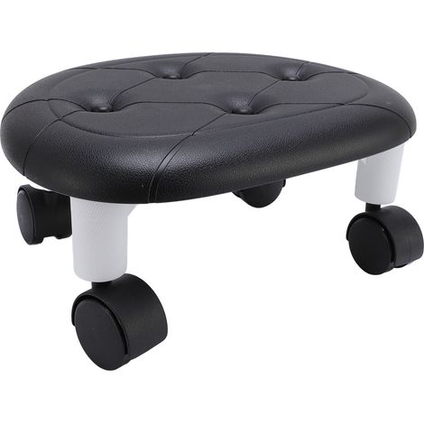 Tabouret bas à roulettes ergonomique et robuste, idéal pour la chambre ou le salon (noir). (1/5)