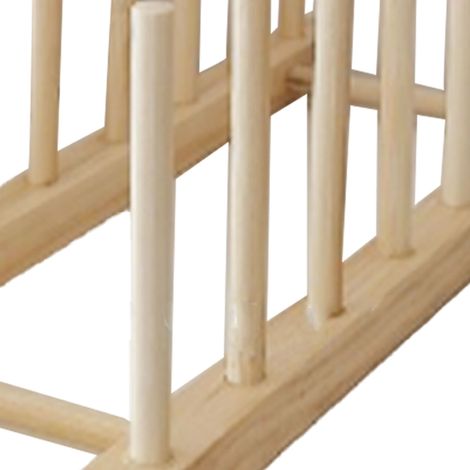 Égouttoir à vaisselle vertical en bois de pin, 6 compartiments, avec base stable pour tasses et planches à découper (1/5)