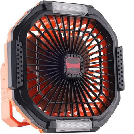 Ventilateur de de camping portable d'extérieur avec lumière LED 5200 mAh rechargeable avec crochet pour pique-nique (1/5)
