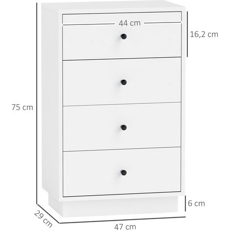 Commode/buffet à 7 tiroirs, en bois composite de style moderne, 47 x 29 x 75 cm, blanc (1/5)