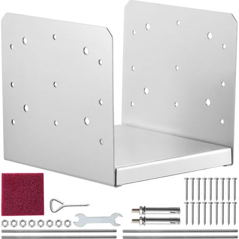 Mophorn Confezione di Supporti per Pali in Legno ca. 8x8 Pollici 203x203mm, Set di Base per Pali Interni in Acciaio Inox per Ancoraggio Pali in Legno Ringhiere, Corrimano di Terrazze, Portici, Argento