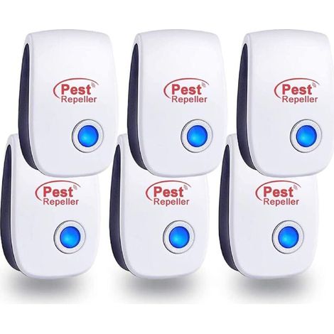 Répulsif Ultrason Anti-Rongeurs Insectes 6 Pack, Répulsif Électronique Insectes Intérieur,Ipour moustiques/cafards/Souris/araignées/Mouches (1/4)