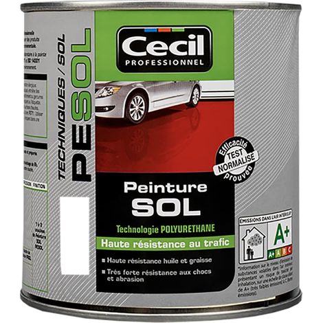 Peinture sol professionnelle 0,5 L – Blanc satin – Résistante aux taches d'huile et de graisse – Pour sols intérieurs et extérieurs – Cecil