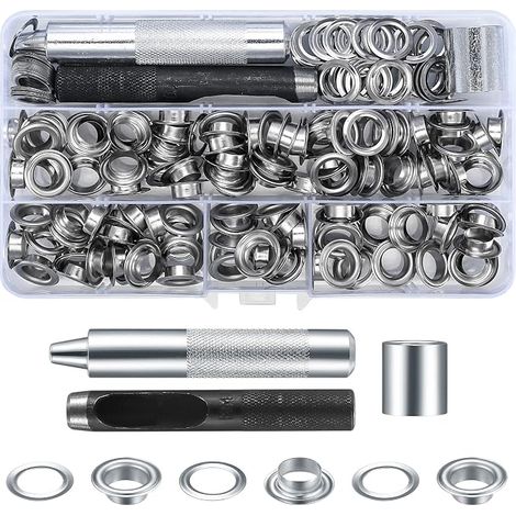 Eyelet Tool Kit, Eyelet Pliers Kit with Disc, 10mm Metal Grommets Laying Tool Kit with Eyelet Pliers and Punching Tool for Tarpaulin/Leather/Fabrics (1/5)