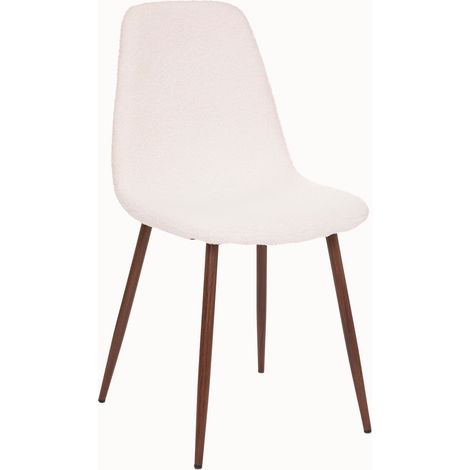 Atmosphera – Chaise enfant tissu bouclette blanc – Pieds en métal – Dimensions L. 45 x P. 51 x H. 87 cm – Hauteur d'assise 48 cm – Facile à monter (1/8)