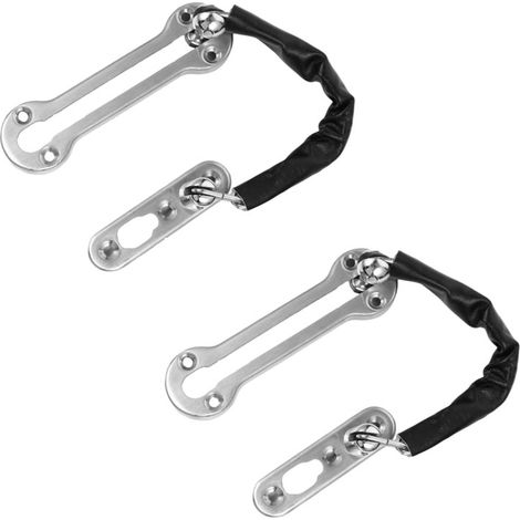 Cadena de seguridad para puertas de acero inoxidable plateado, juego de 2 unidades, apta para hoteles y hogares, fácil de instalar. (1/5)