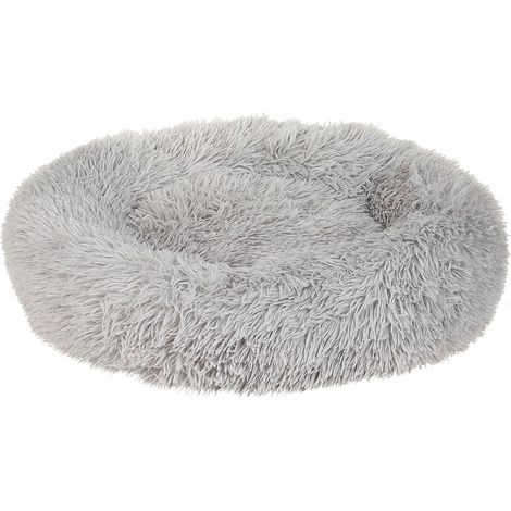 Cuccia per cani pelliccia sintetica grigio chiaro 60 cm cuscino per gatto letto animali rotondo Kulu