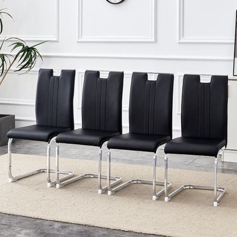 GagaLot de 4 chaises courbées en PU noir – parfaitement intégrées à un intérieur industriel et moderne (1/5)