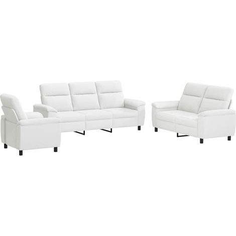 Set di divani 3 pcs Bianco Tessuto vidaXL (1/5)