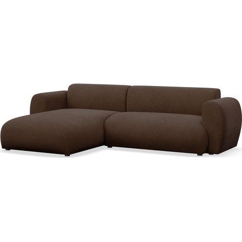 Selsey Emia – L-Form Ecksofa mit Schlaffunktion, Chenille-Stoff, links ausgerichtet, Braun