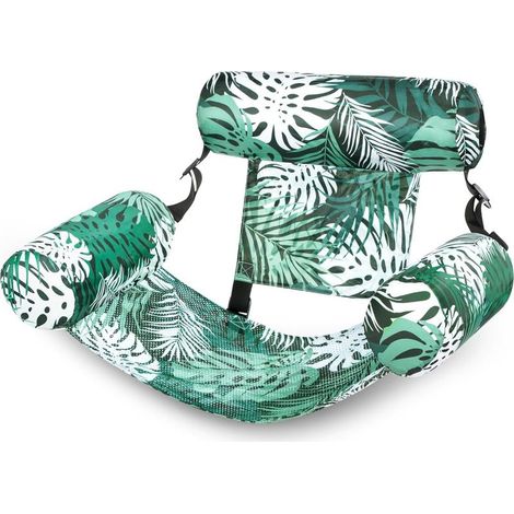 Hamac et chaise gonflables flottants pour adultes Compatibles avec les transats aquatiques, parfaits pour se détendre au bord de la piscine et à la plage, vert (1/5)