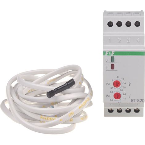 Controlador de temperatura RT-820 con sonda, rango de regulación de temperatura: 4÷30°C, contactos: 1P, I=16A, 2 módulos (1/5)