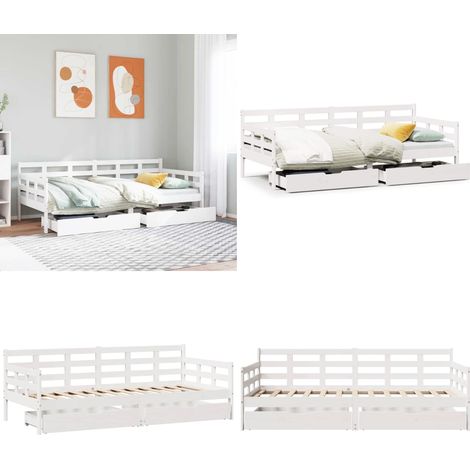 vidaXL Tagesbett mit Schubladen Weiß 90x200 cm Kiefernholz (1/5)