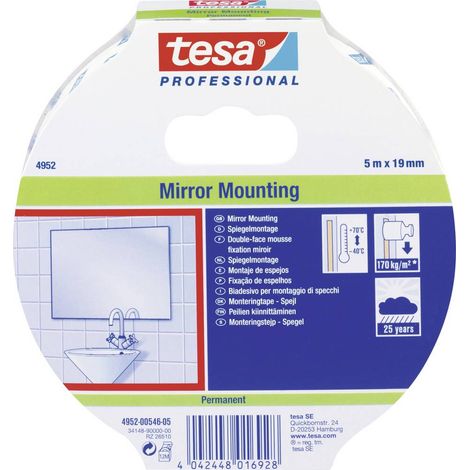 Ruban Double Face Pour Montage De Miroir 5m X 19mm 4952 Tesa