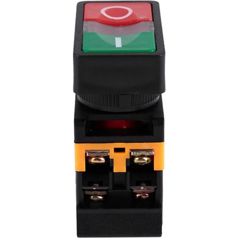 Interrupteur à bouton-poussoir momentané 4X AC 220V avec voyant jaune MARCHE/ARRÊT (1 NO, 1 NF) (1/5)