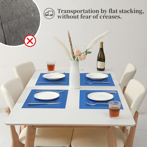 Sets de table à cadre bleu, lot de 4 – Résistants à la chaleur, antidérapants, lavables, en vinyle PVC tissé durable (cadre bleu, lot de 4) (1/5)