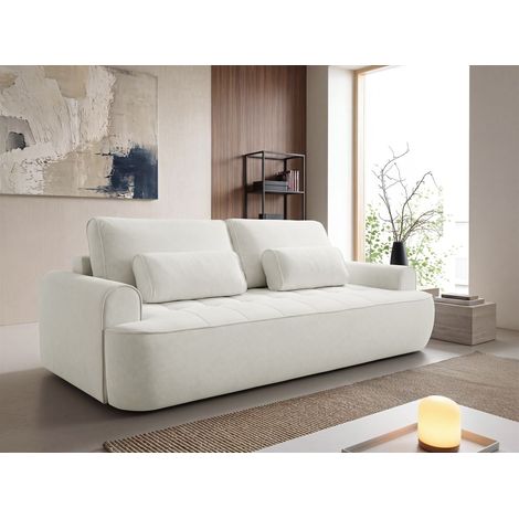 Sofa 3-Sitzer mit Schlaffunktion HUNTER in Stoff Soft Weiß (1/5)